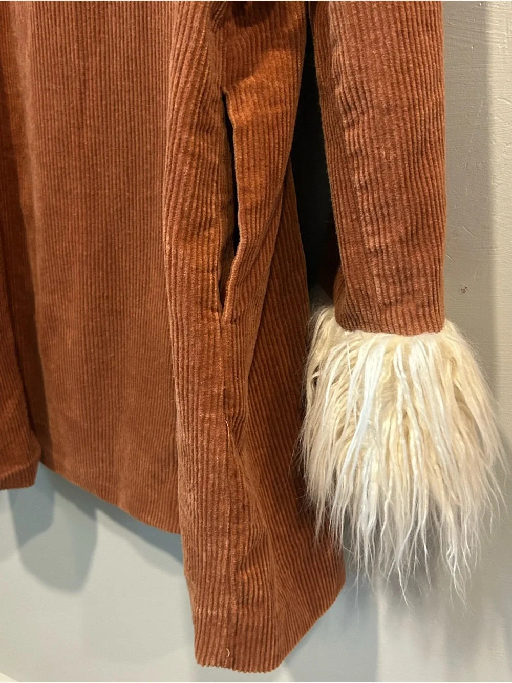 Altar'd State Rust Brown Corduroy Jacket with Cream Label Accent